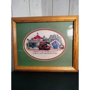Home and Garden Party Vintage Bird House and Poem Decorative Wall Picture